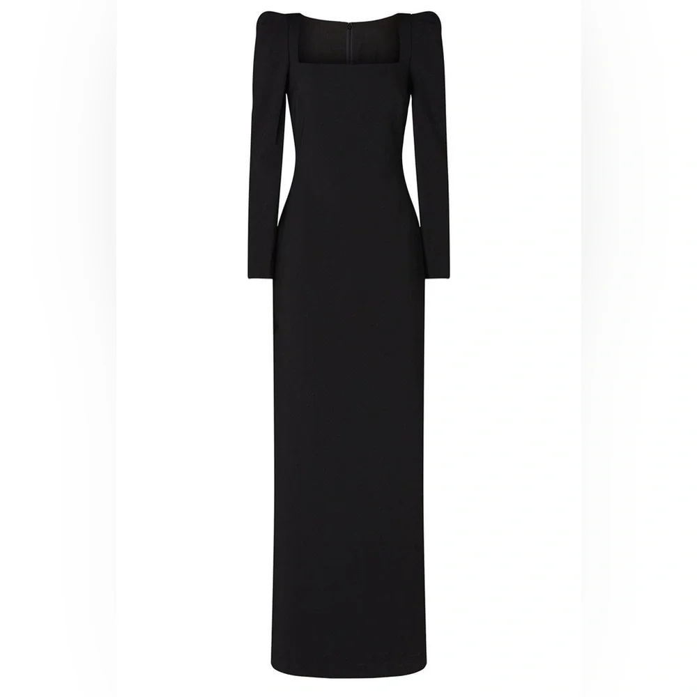 Badgley Mischka Black Long Sleeve Gown - Picture 4 of 15